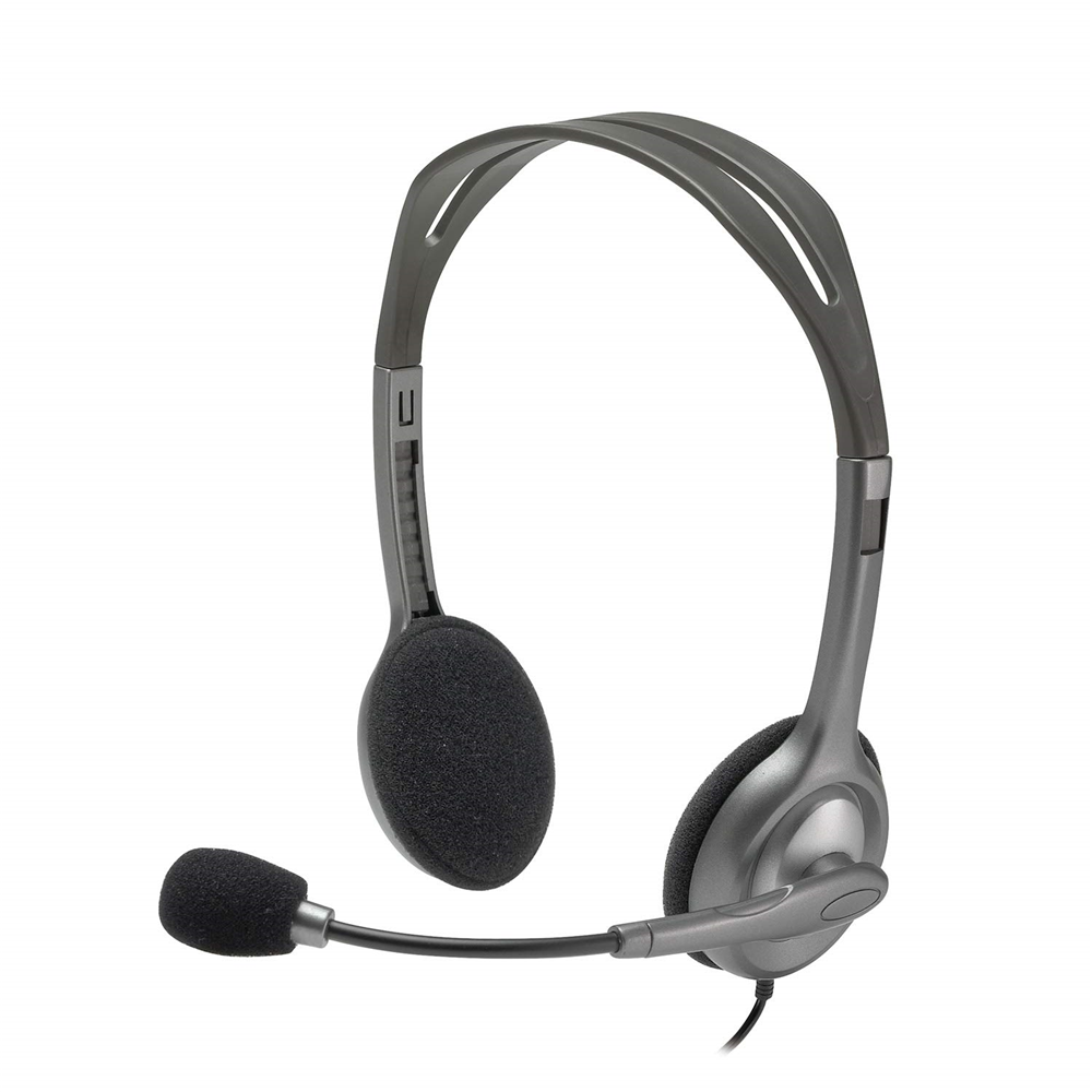 Logitech H110 Wired Headset, Stereo Headphones with Noise-Cancelling Microphone, 3.5-mm Dual Audio Jack, PC/Mac/Laptop - Black