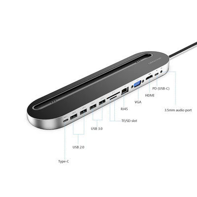 Vention Type C to Multi-Function 12 IN 1 Docking Station (VEN-THEBC) - Image 3