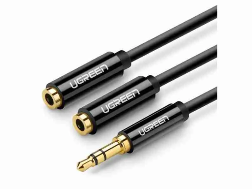 UGREEN 3.5mm Male to 2 Female Audio Cable 20cm (Black)